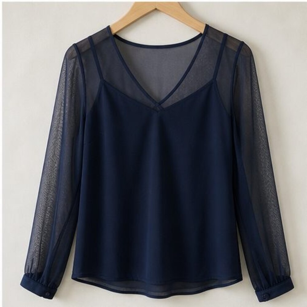 Navy Peplum Top